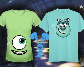 Couples Monsters Inc Mike and Celia Mickey Ear Shirt Instant