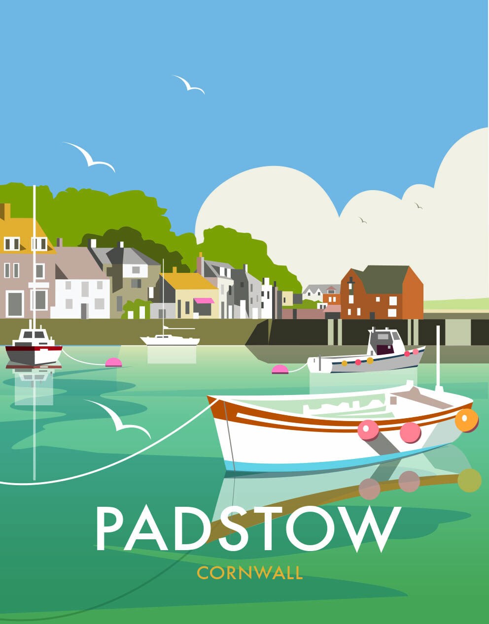 Padstow Cornwall Travel Poster Dave Thompson Illustration