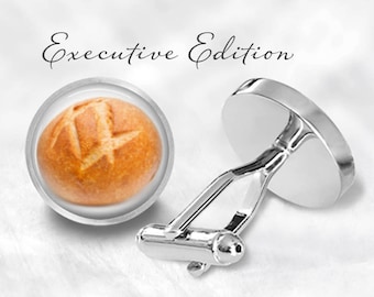 Sourdough Bread Cufflinks - Bread Cuff Links - Bread Loaf Cufflink - Baker Cufflinks (Pair) Lifetime Guarantee (S0847)