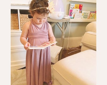 Mauve Infinity Dress, Baby Boho Dress, Girls Mauve Dress, Girls Maxi Dress Girls Dress Toddler Dress Boho Flowy Dress, Boho Flowergirl