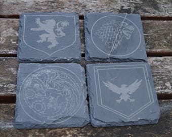 Game Of Thrones coasters, drink mats, coasters, set of 4, game of thrones, slate table mats, got table mats, personalised slate, mats,