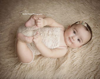 Baby Lace Romper, Newborn lace romper, Newborn romper set, beige baby Romper, Lace romper, baby romper, baby girl romper, sitter romper