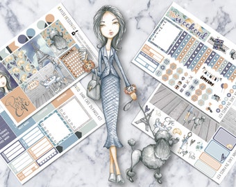 MINI Weekly Kit / Dark Café In Paris / Planner Stickers / Fits Erin Condren Vertical & MAMBI / Watercolor / Hand Drawn