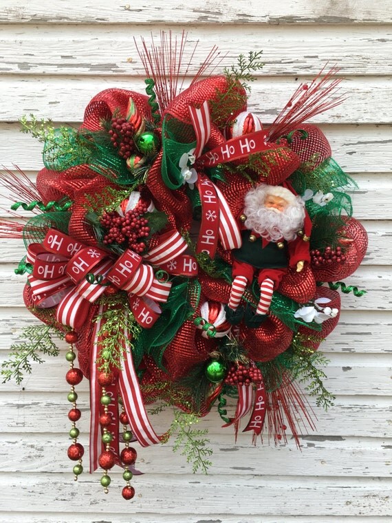 Santa Claus Deco Mesh Christmas Wreath Christmas Wreath