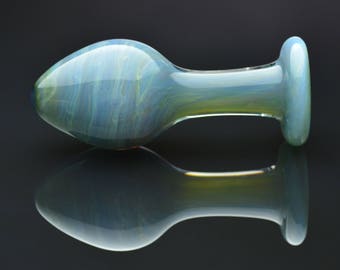 Glass Anal Plug - Large - Sky Blue