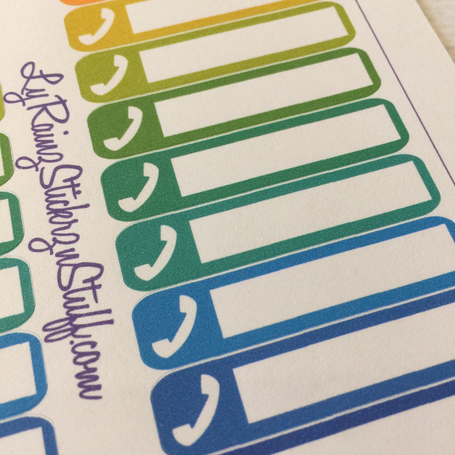 Phone Call Sticker Strips for the weekly layout section in the