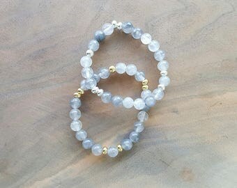 Smokey Quartz Bracelet - Beaded Bracelet - Stretch Bracelet - Smokey Quartz