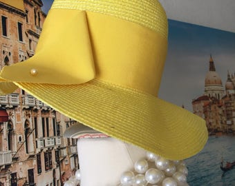 Vintage Hat Yellow Straw "Betmar of New York and Paris" Size 7-7 1/8