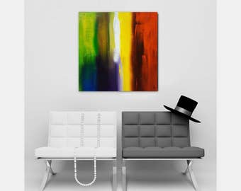 Grand tableau peinture monochrome blanc
