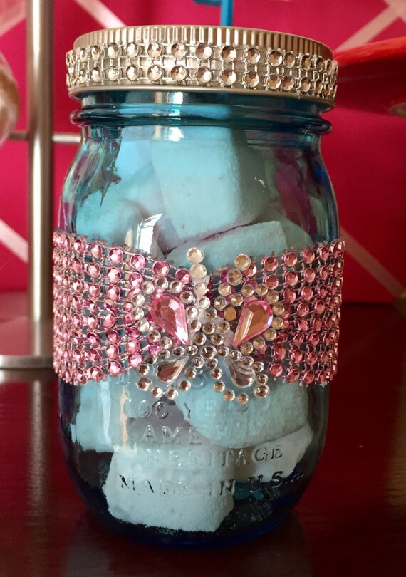 Vintage Blue Glass Bath Fizzy Jar