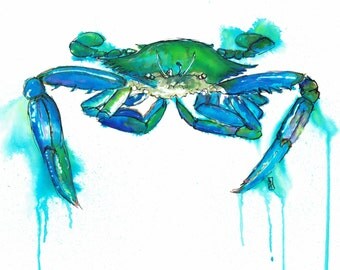 Blue crab print | Etsy