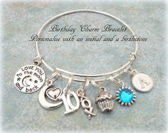 Birthday Bracelet for Girl Turning 10, Personalized Birthday Bracelet, 10 Year Old Birthday Charm Bracelet, Children's Birthday Gift Jewelry