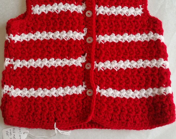 Red & White Baby Set | Baby Clothing Set | Crochet Baby Vest | Baby Shoes | Baby Booties | Security Blanket | Stripes | 6 to 12 months old