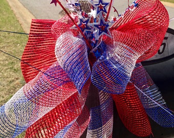 Patriotic Mailbox Bow, Patriotic Mailbox Swag, Fourth of July Mailbox Bow, Garage Door Bow, Patriotic Bow, Summer Bow, Patriotic Decor