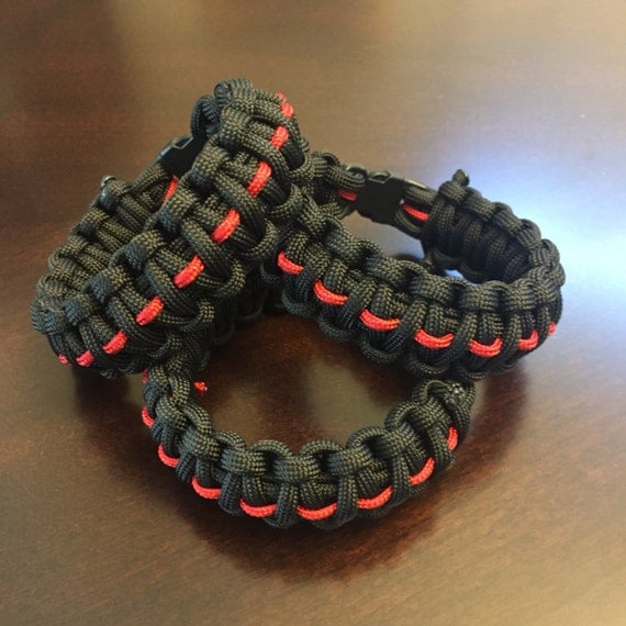 Firefighter Thin Red Line Paracord Bracelet