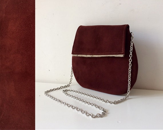 evening bag suede clutch brown leather bag made in by BBagdesign