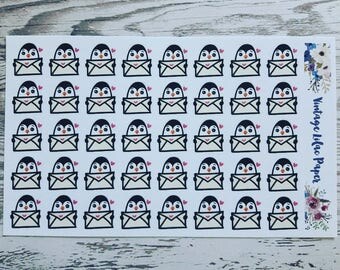 40 Badgley the Penguin Happy Mail Planner Stickers: Perfect for any size planner!
