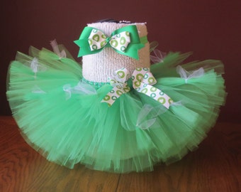 Infant~ Baby~ Green Tutu St. Patrick's Day Tutu and Hair Clip/Headband ~Size 6-12 months: ~ Ready To Ship!