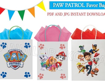 Paw Patrol Favor Bag/ Paw Patrol Printables/ Paw Patrol Favor Tags/ Instant Download/ You Print 60% OFF