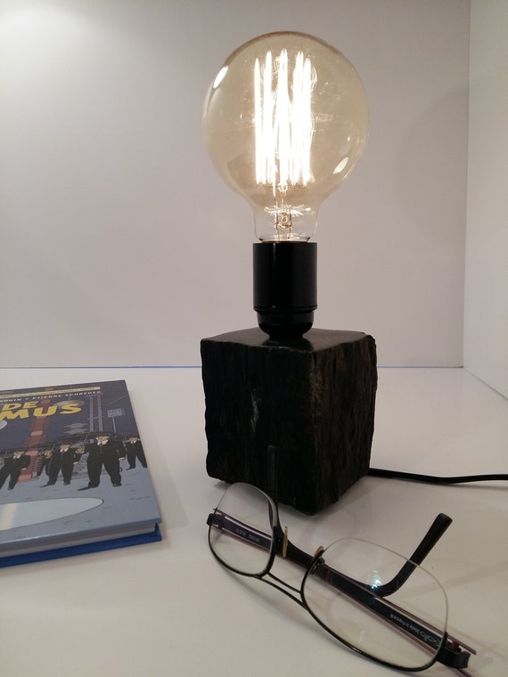 Edison bedside lamp carved