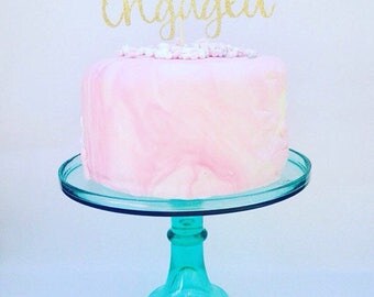Engagement cake topper, glitter cake topper, party decor, engagement party, engagement cake decoration