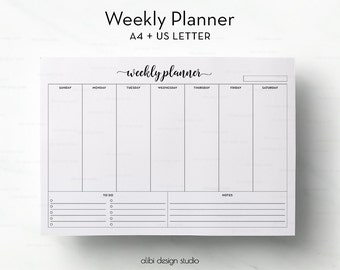 Weekly Planner, Weekly Organizer, A4 Printable, Weekly Planner Printable, To Do List, Printable Planner, Daily Planner, Daily Schedule
