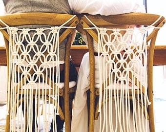 Set of 2 Macrame Chair Hanging - Modern Macrame - Boho Wedding Decor - Macrame Wedding Backdrop - Wedding Chair Covers - Wedding Backdrop