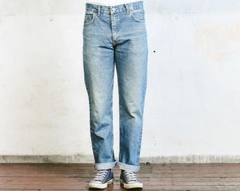 Vintage Levis 501 xx Jeans . High Waist Mens Denim Pants Faded Blue 90s Jeans Button Fly Distressed Normcore Jeans . W34 L36