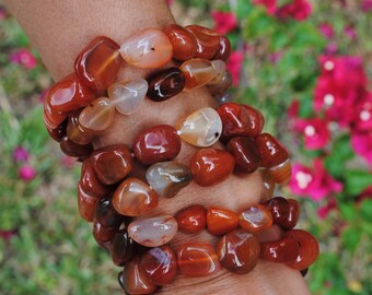 Carnelian Nugget Bracelet Set of Two