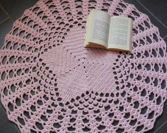 Handmade rug/carpet/rug cottage chic rustic centerpiece/Heather/Peck wedding gift idea new home//crochet