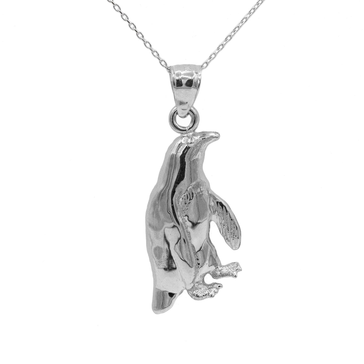 10k White Gold Penguin Necklace