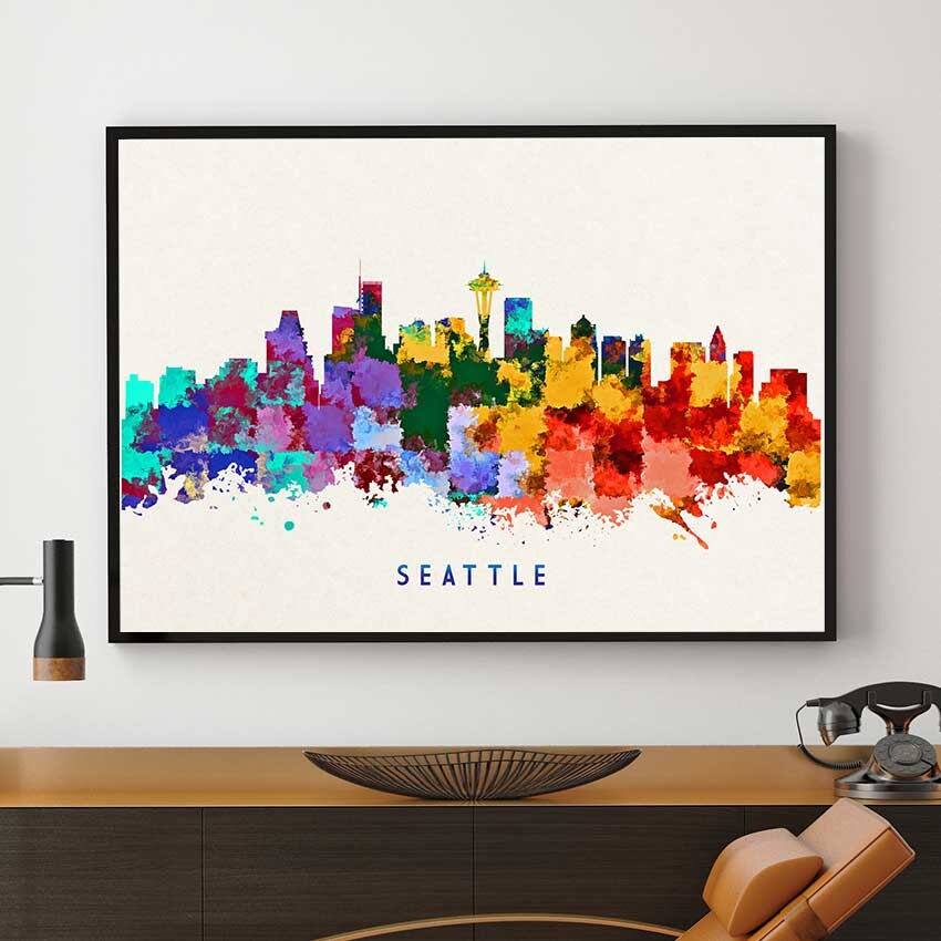 Seattle Skyline Seattle Art Skyline Prints Seattle Print