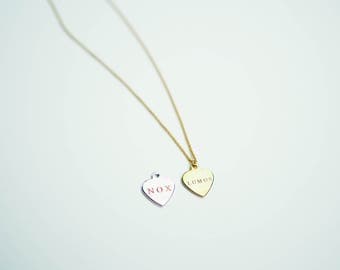 LUMOS/NOX // harry potter jewellery // dainty necklace // heart necklace // engraved necklace //