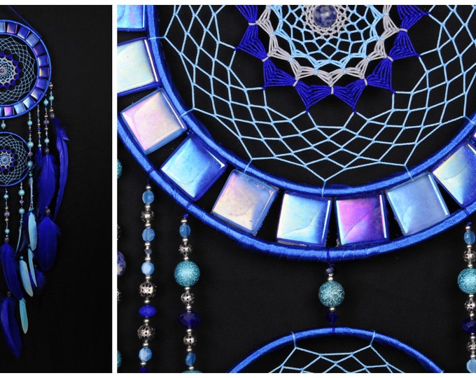 Dreamcatcher Blue mosaic Dream Catcher Large Dreamcatcher New Dream сatcher gift idea dreamcatcher boho dreamcatcher wall handmade gift blue