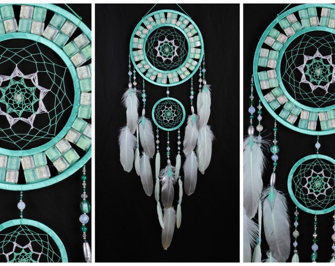 Dreamcatcher Mint mosaic Dream Catcher Large Dreamcatcher New Dream сatcher gift idea dreamcatcher boho dreamcatcher wall handmade gift mint