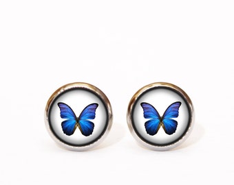 Royal Blue Earrings, Butterfly Earring Studs, Stud Earings, Butterfly Earring, Butterfly Jewelry, Butterfly Earring Stud, Blue Ear Post, UK