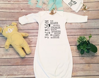 Newborn Boy Coming Home Outfit, Custom Baby Gift, Baby Boy Outfit, Baby Boy Hat, Baby Boy Personalized GIft, Baby Sleep Sack,Baby Sleep Gown