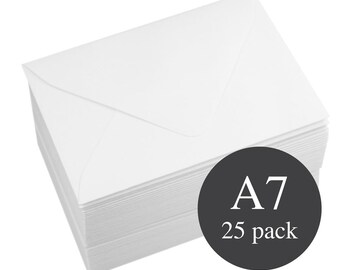 25 - A7 White Matte Euro Flap Envelopes - Wedding White - 5 1/4 x 7 1/4