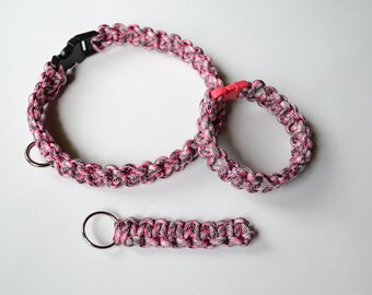 Paracord Dog Collar, Paracord Bracelet, Keyring, Dog Collar, Dog and Owner Matching Set, Dog Lover Gift. Camo Paracord Collar
