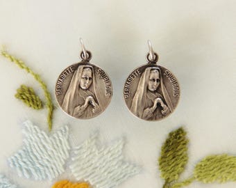 2 Vintage Catholic Medals - St. Bernadette Soubirous at 14