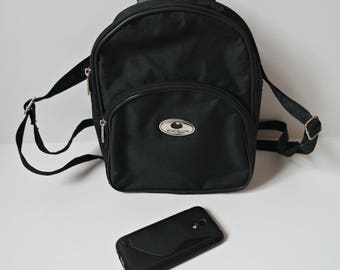 Vintage Black Backpack, Black Mini Rucksack, Mini Bacpack