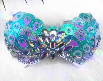Turquoise Mermaid Crystal / rhinestone Rave Bra !NEW!