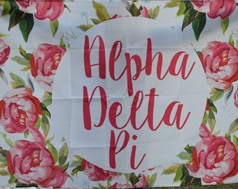 Alpha Delta Pi Sorority Floral Flag