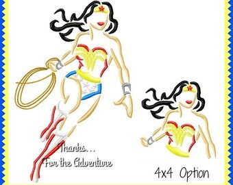 Wonder Woman Sketch Digital Embroidery Machine Design File 4x4 5x7 6x10