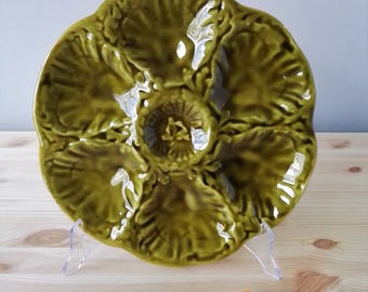 French Majolica Oyster Plate - GIEN France - 1950s