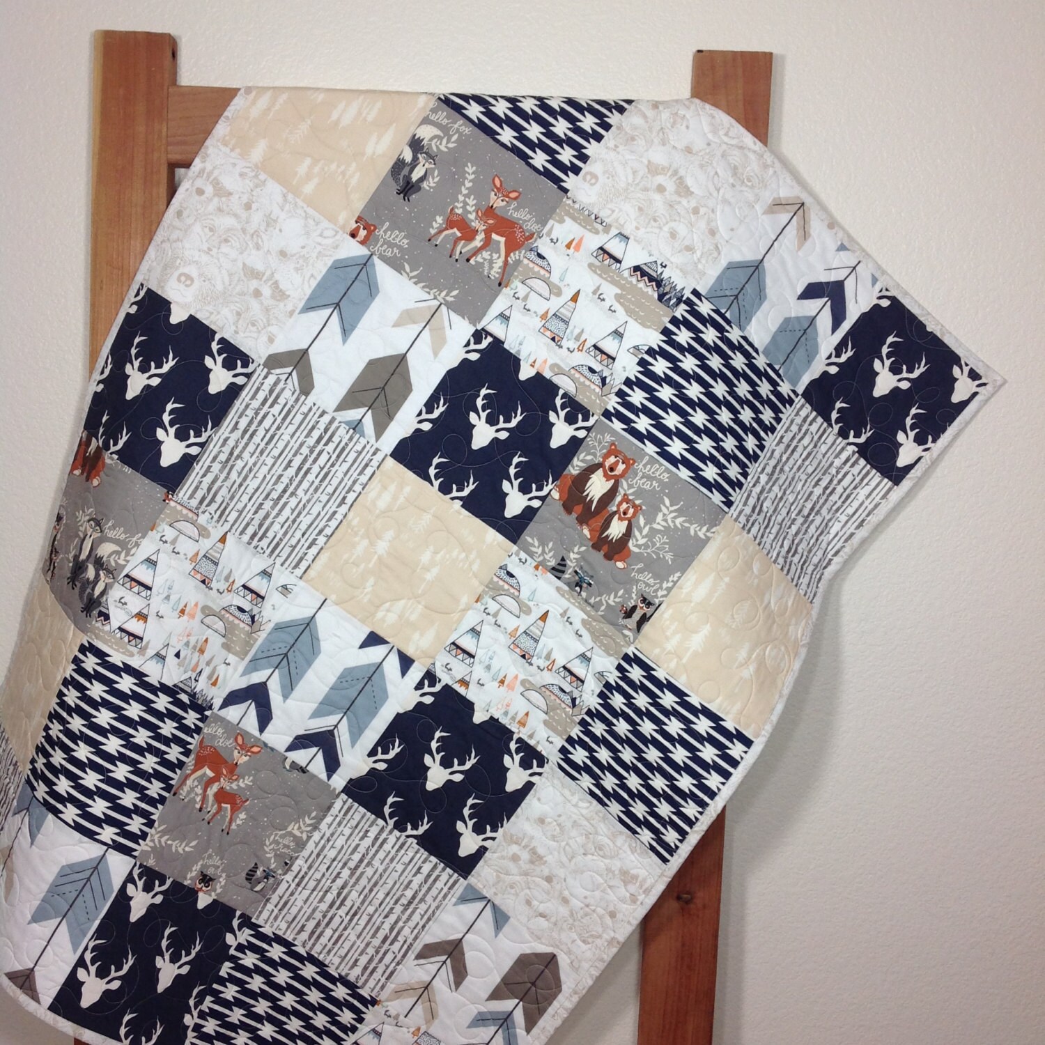 Woodland Quilt Kit Woodland Nursery Bedding TanGrey and