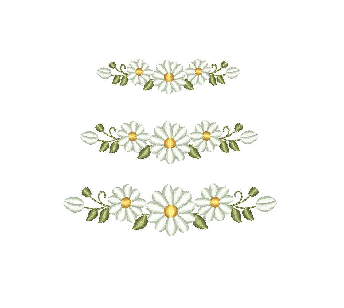 small flowers border border of daisies machine embroidery design 3 sizes instant download small flowers border border of daisies machine embroidery design 3 sizes instant download