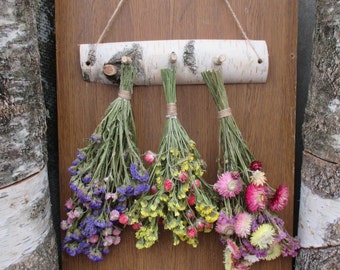 Dried Flower Rack, Country Rustic and Primitive Decor, White Birch Rack, Wall Decor, Dried Flower Decor, Hanging Decor, Natural Rustic Decor