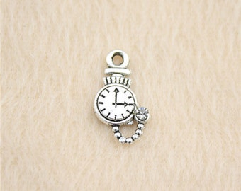 15 Pocket Watch Charms Antique Silver Tone Wrist Watches Charms Clock Charms Charm Bracelet Bangle Bracelet Pendants #228