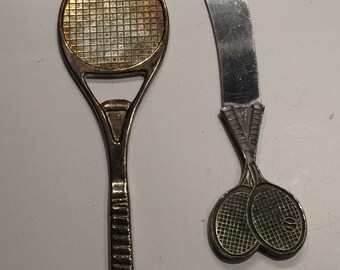 Vintage Tennis Racket bottle opener and Cheese spreader